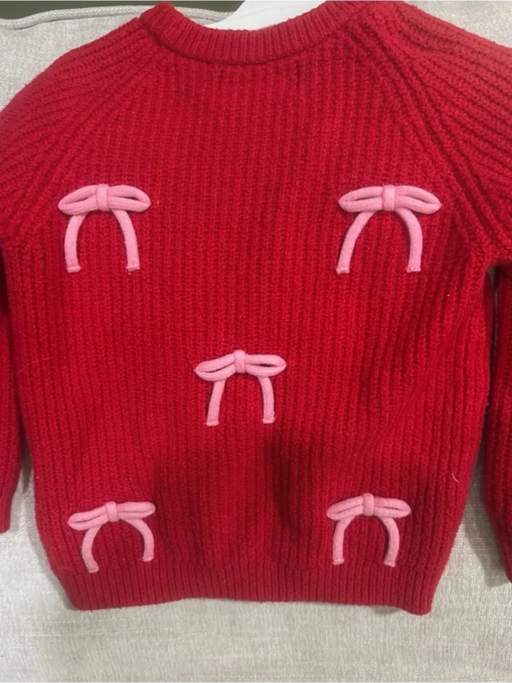 Old Navy Red Knit Sweater with Pink Bow Details